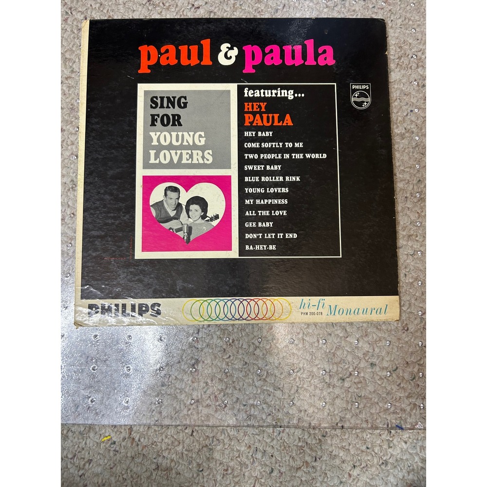 Paul & Paula Sing For Young Lovers Vinyl Record LP‎ Philips PHM 200-078